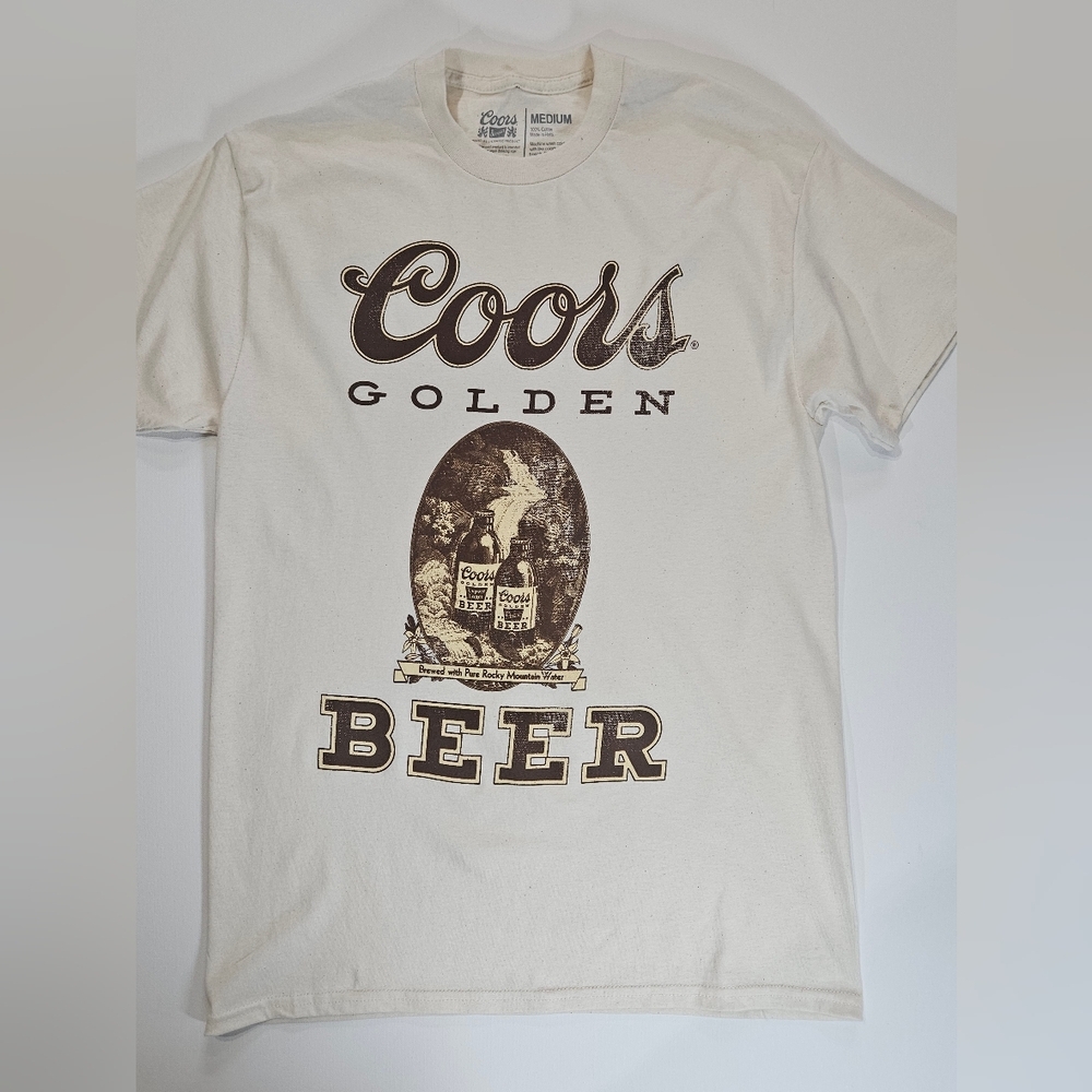 Coors T-Shirt‎ Mens Medium Golden Colorado Graphic Beer Summer Beach Casual New
